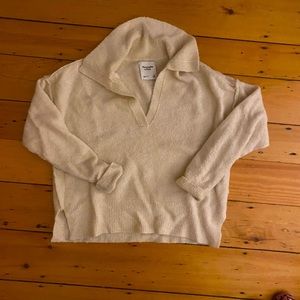 Abercrombie Cream Collared Boucle sweater